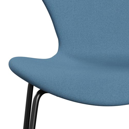 Fritz Hansen 3107 stol helt vadderad, svart/tonus pastellblå