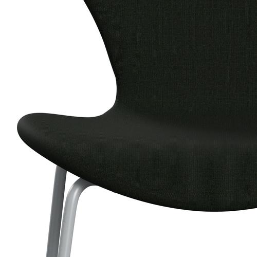 Fritz Hansen 3107 stol helt vadderad, silvergrå/duk mörkgrön
