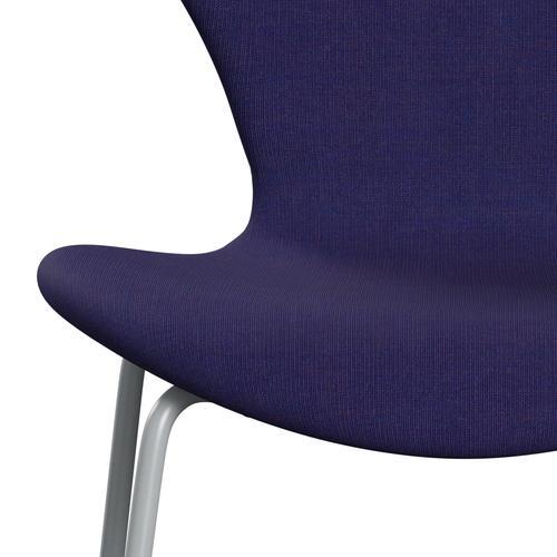 Fritz Hansen 3107 stol helt vadderad, silvergrå/duk eklektisk blå