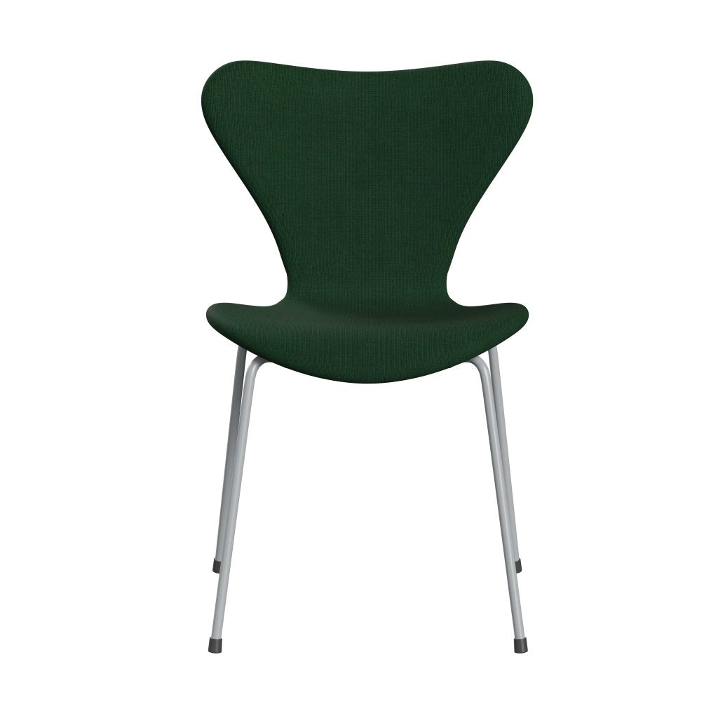 Fritz Hansen 3107 stol helt vadderad, silvergrå/duk gräsgrön