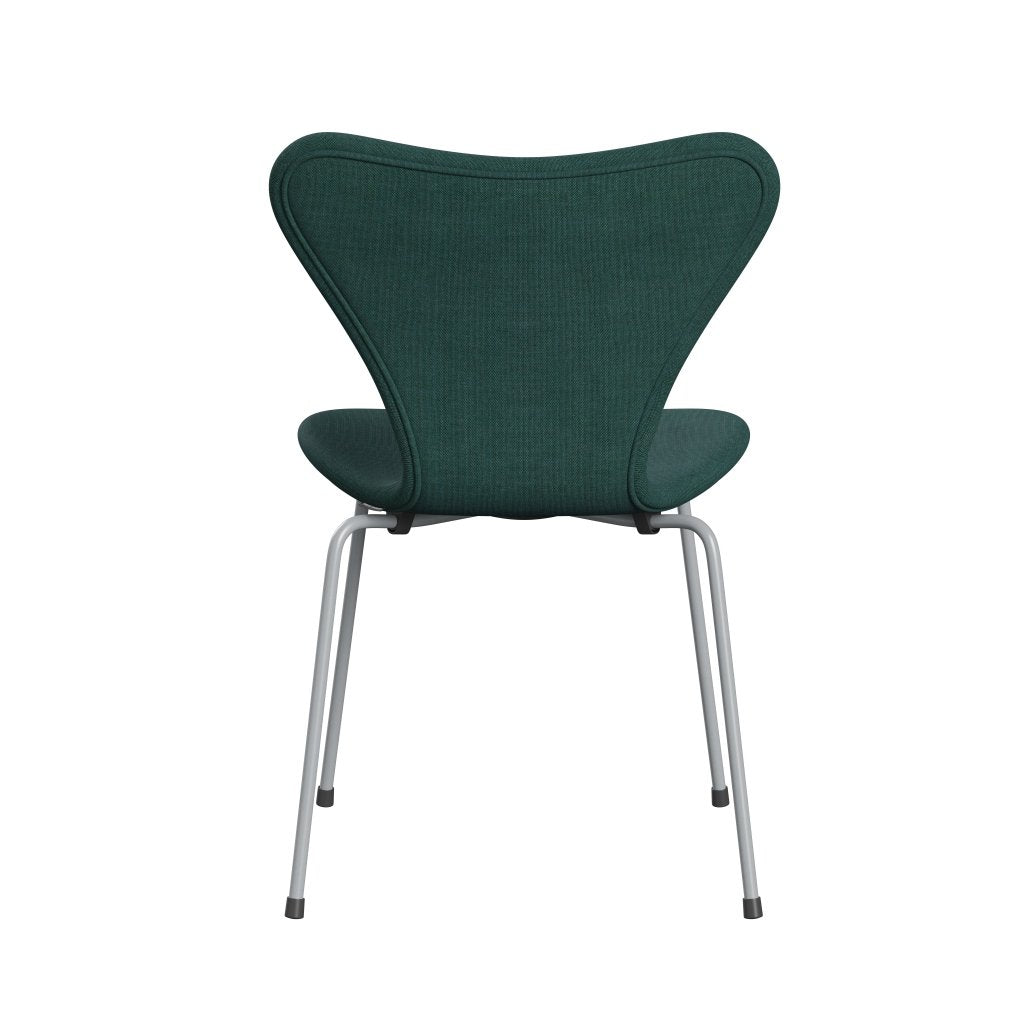 Fritz Hansen 3107 stol helt vadderad, silvergrå/duk smaragdgrön