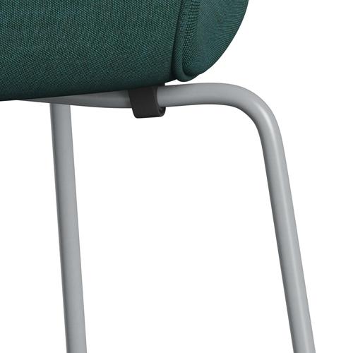 Fritz Hansen 3107 stol helt vadderad, silvergrå/duk smaragdgrön