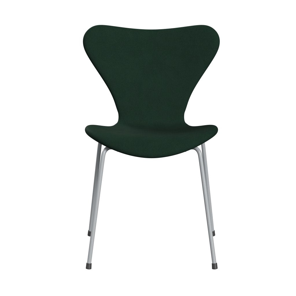 Fritz Hansen 3107 stol helt vadderad, silvergrå/komfort mörkgrön