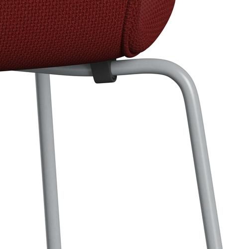 Fritz Hansen 3107 Stol Fuldpolstret, Silver Grey/Diablo Vinrød