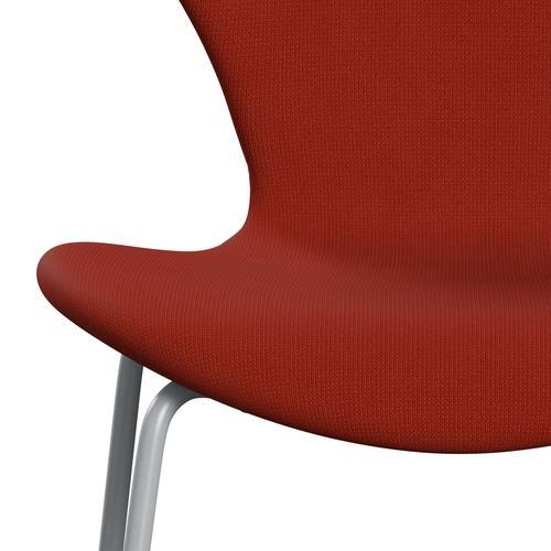Fritz Hansen 3107 stol helt vadderad, silvergrå/berömmelse orange/röd
