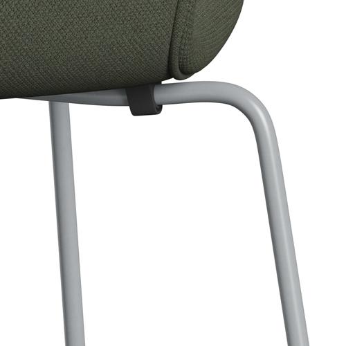 Fritz Hansen 3107 stol helt vadderad, silvergrå/fiord olivgrön/mittgrön