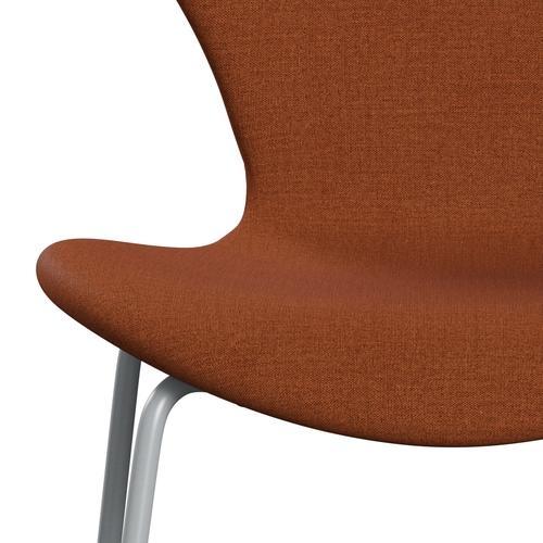 Fritz Hansen 3107 stol helt vadderad, silvergrå/remix rost orange