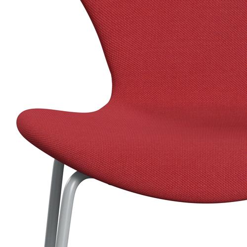 Fritz Hansen 3107 stol helt vadderad, silvergrå/stålcuttrio röd