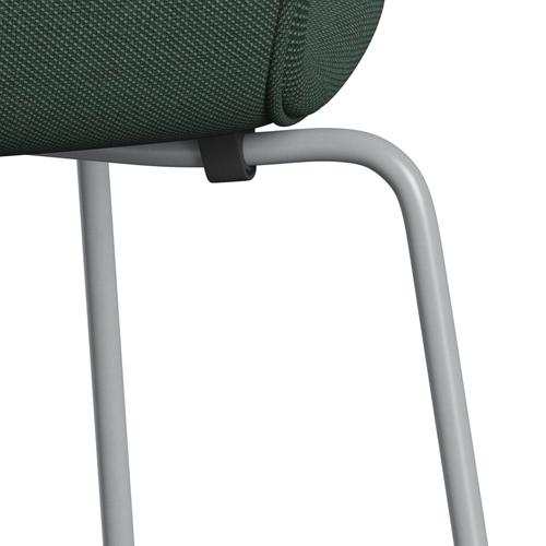 Fritz Hansen 3107 stol helt vadderad, silvergrå/stålcuttrio dammig grön (STR966)