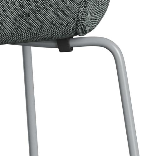 Fritz Hansen 3107 stol helt vadderad, silvergrå/sunniva 2 svartvitt