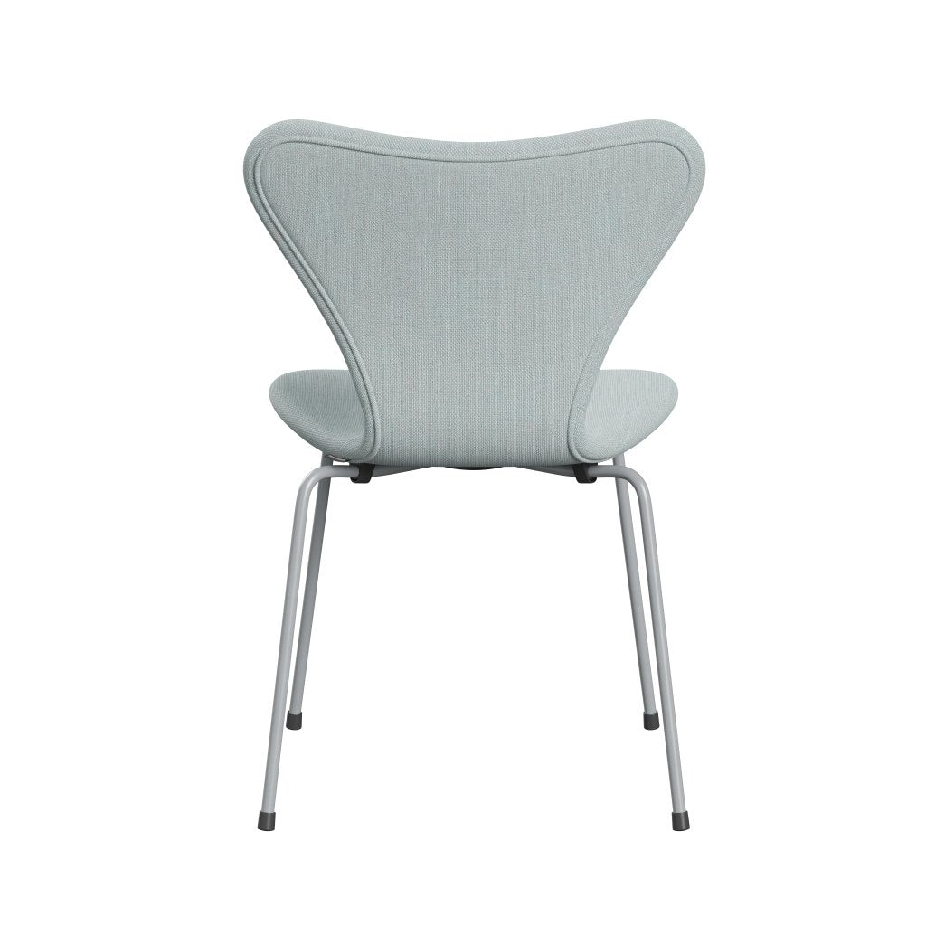 Fritz Hansen 3107 stol helt vadderad, silvergrå/sunniva 2 vit/ljusblå