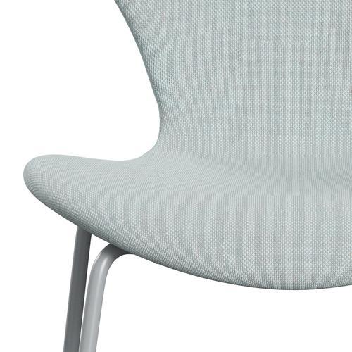 Fritz Hansen 3107 stol helt vadderad, silvergrå/sunniva 2 vit/ljusblå