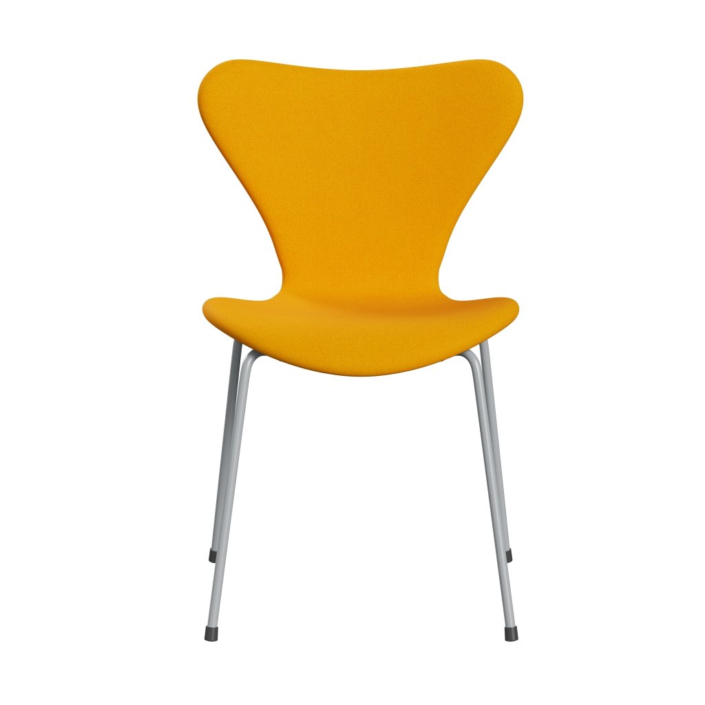 Fritz Hansen 3107 stol helt vadderad, silvergrå/tonus gul orange