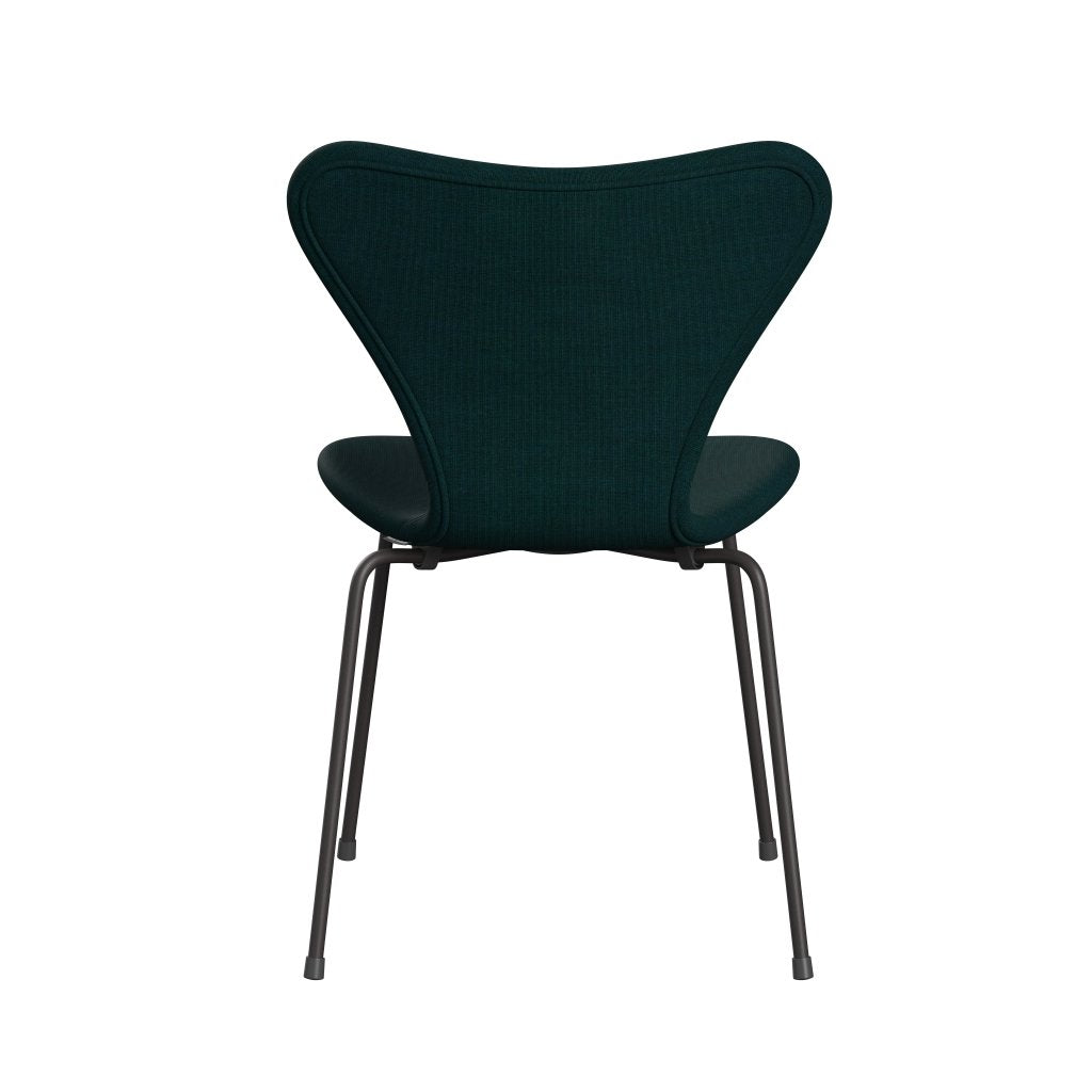 Fritz Hansen 3107 stol helt vadderad, varm grafit/duk mörkblå/grön