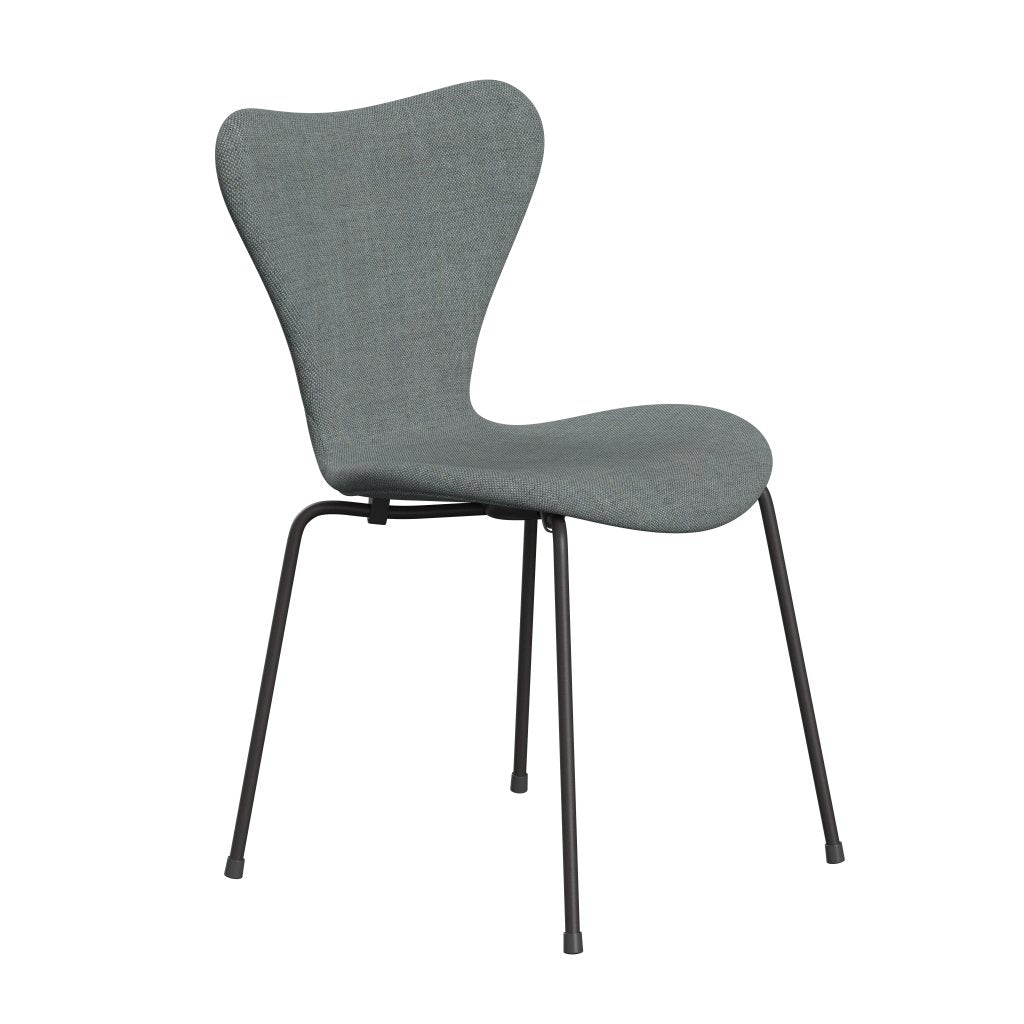 Fritz Hansen 3107 stol helt vadderad, varm grafit/sunniva 2 grå/blekgrön