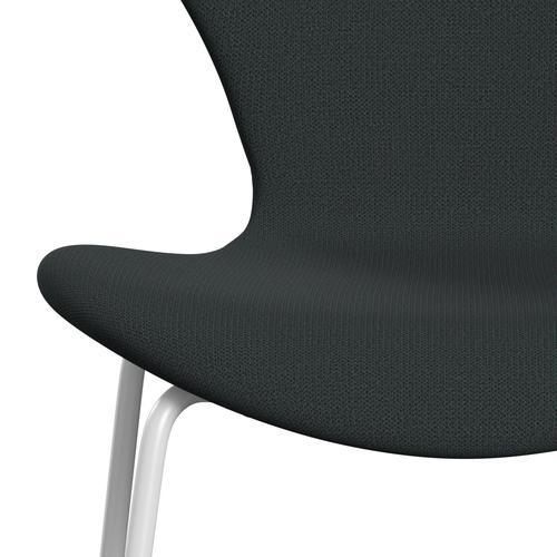 Fritz Hansen 3107 Stol Fuldpolstret, Hvid/Capture Dark Deep Green