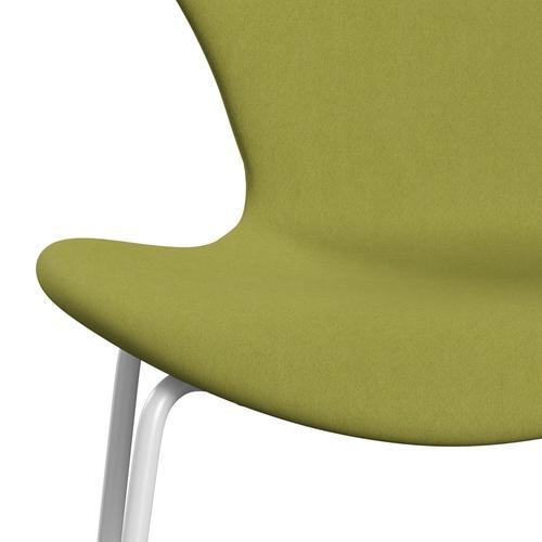 Fritz Hansen 3107 stol helt vadderad, vit/komfort beige/grön