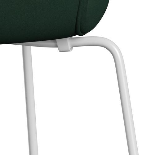 Fritz Hansen 3107 stol helt vadderad, vit/komfort mörkgrön