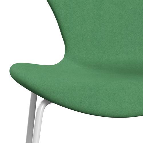 Fritz Hansen 3107 stol helt vadderad, vit/divina grön