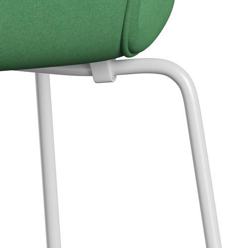 Fritz Hansen 3107 stol helt vadderad, vit/divina grön