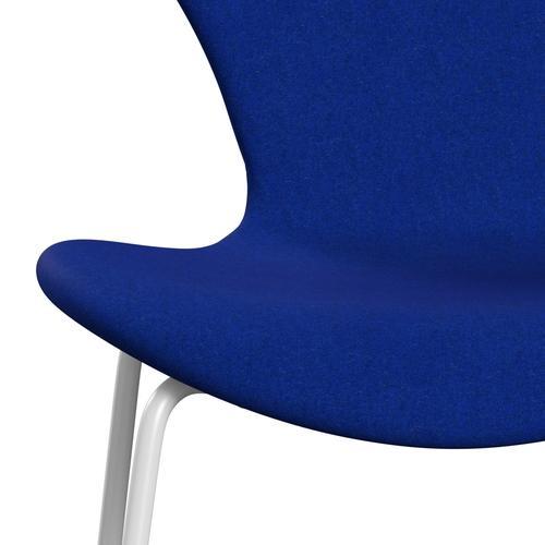 Fritz Hansen 3107 stol helt vadderad, vit/divina melange elektrisk blå