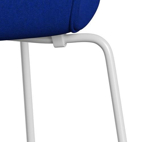 Fritz Hansen 3107 stol helt vadderad, vit/divina melange elektrisk blå