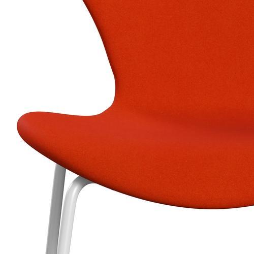 Fritz Hansen 3107 stol helt vadderad, vit/divina orange/röd