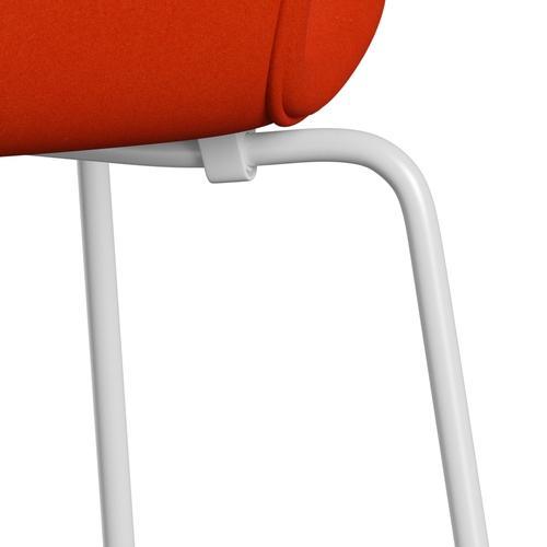 Fritz Hansen 3107 stol helt vadderad, vit/divina orange/röd