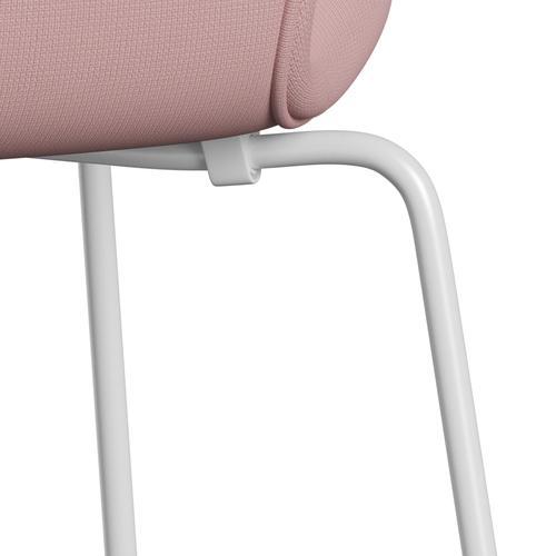 Fritz Hansen 3107 Stol Fuldpolstret, Hvid/Fame Varm Pink