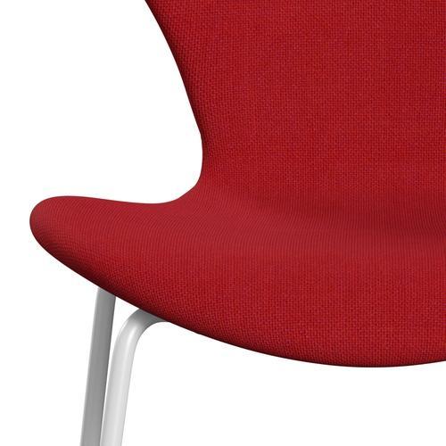 Fritz Hansen 3107 stol helt vadderad, vit/hallingdal röd (HAL680)