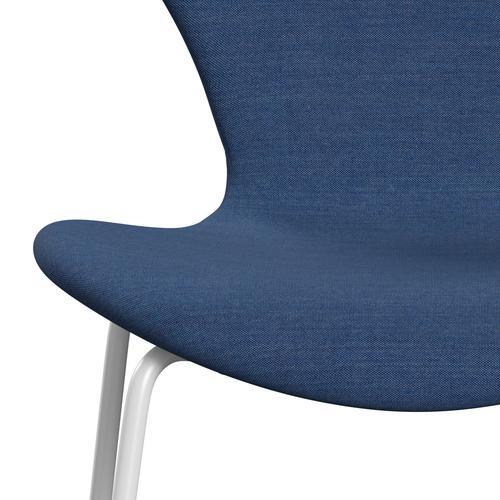 Fritz Hansen 3107 stol helt vadderad, vit/remix koboltblå