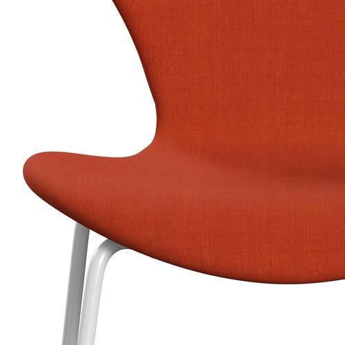 Fritz Hansen 3107 stol helt vadderad, vit/remix orange
