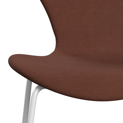 Fritz Hansen 3107 stol helt vadderad, vit/stålcut medium brun