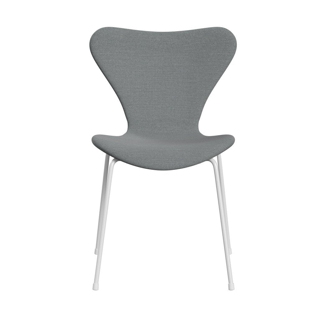 Fritz Hansen 3107 stol helt vadderad, vit/stålcuttrio grå