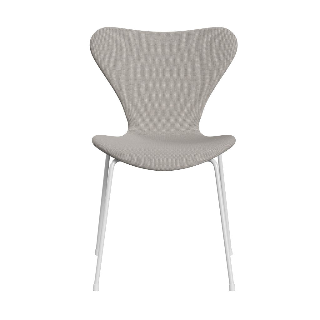Fritz Hansen 3107 stol helt vadderad, vit/stålcuttrio vit & grå