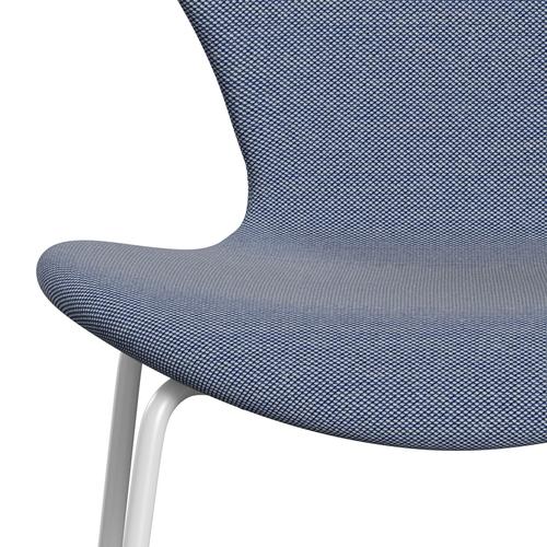 Fritz Hansen 3107 stol helt vadderad, vit/stålcuttrio vit/blå