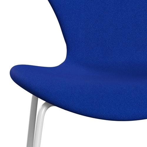 Fritz Hansen 3107 stol helt vadderad, vit/tonus klarblå