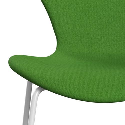 Fritz Hansen 3107 stol helt vadderad, vit/tonus klar grön