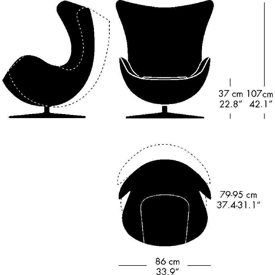 Fritz Hansen Egg Lounge Stol läder, svart/essentiell svart