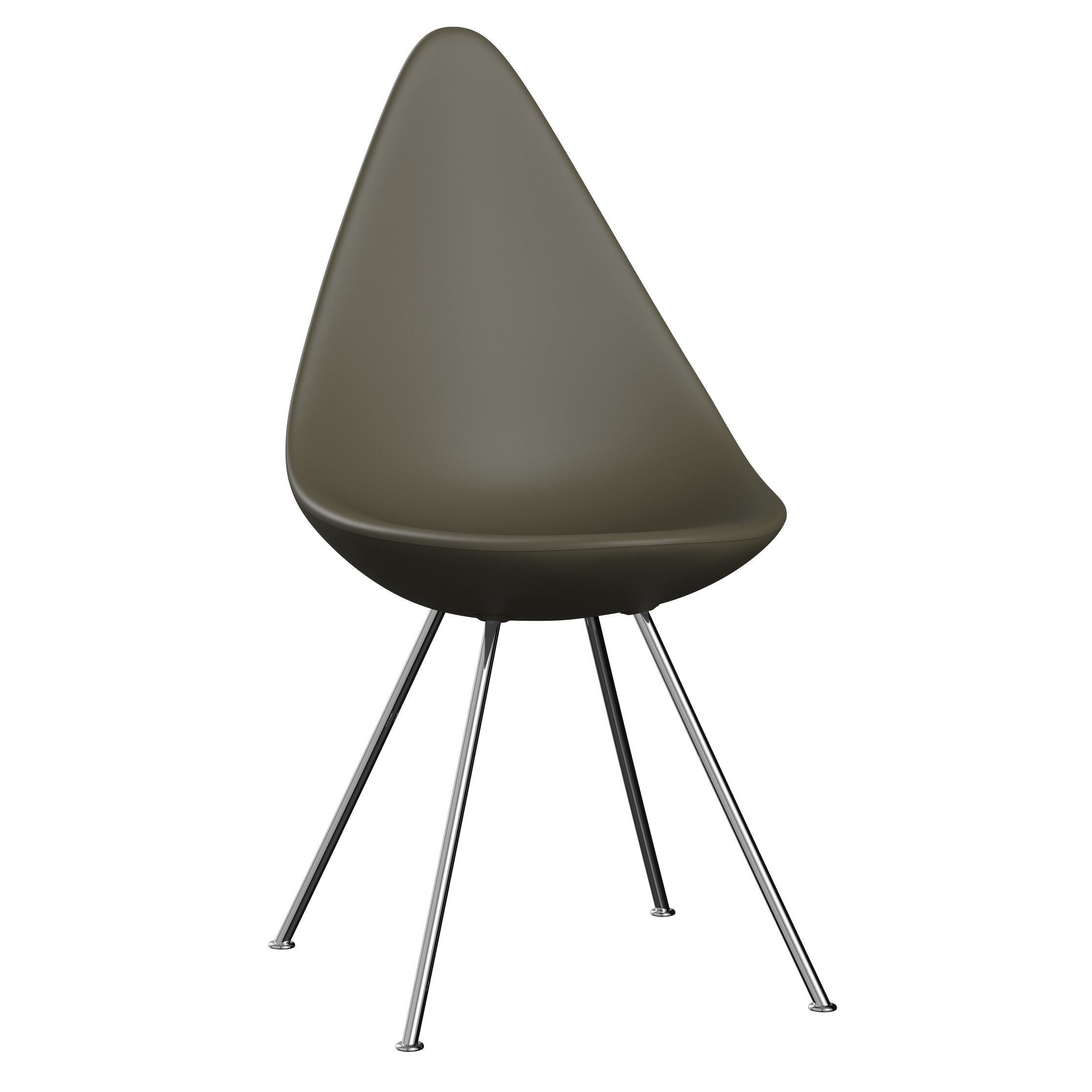 Fritz Hansen Drop Chair, Chrome/Olive Green