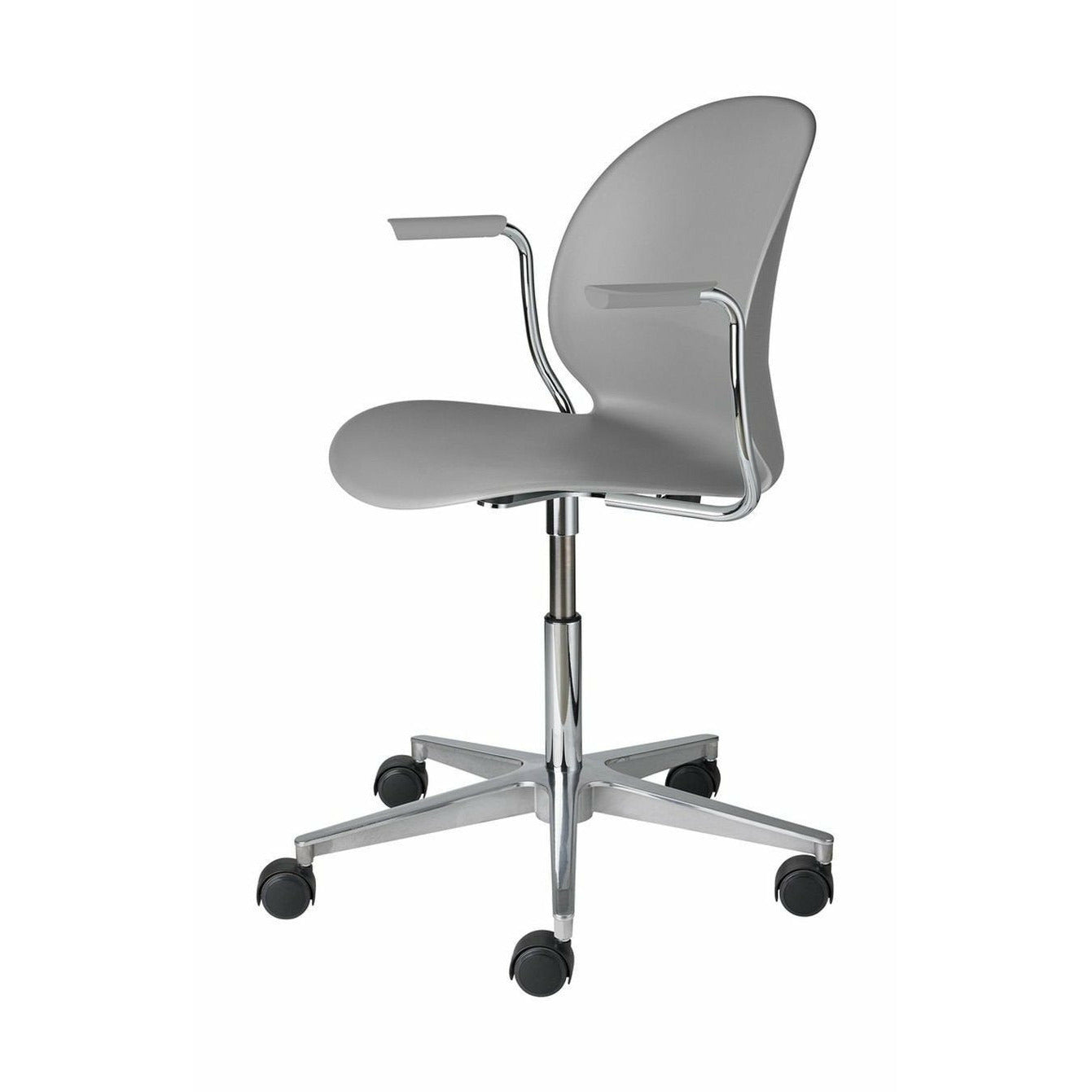 Fritz Hansen N02 återvinna kontorsstol med armstöd, grå/polerad aluminium