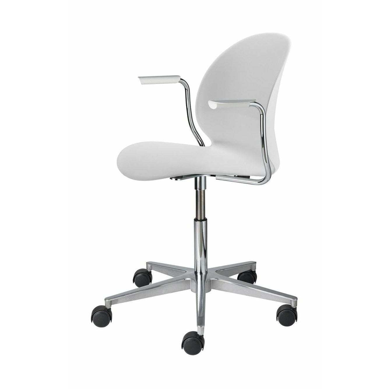 Fritz Hansen N02 återvinna kontorsstol med armstöd, rå vit/polerad aluminium