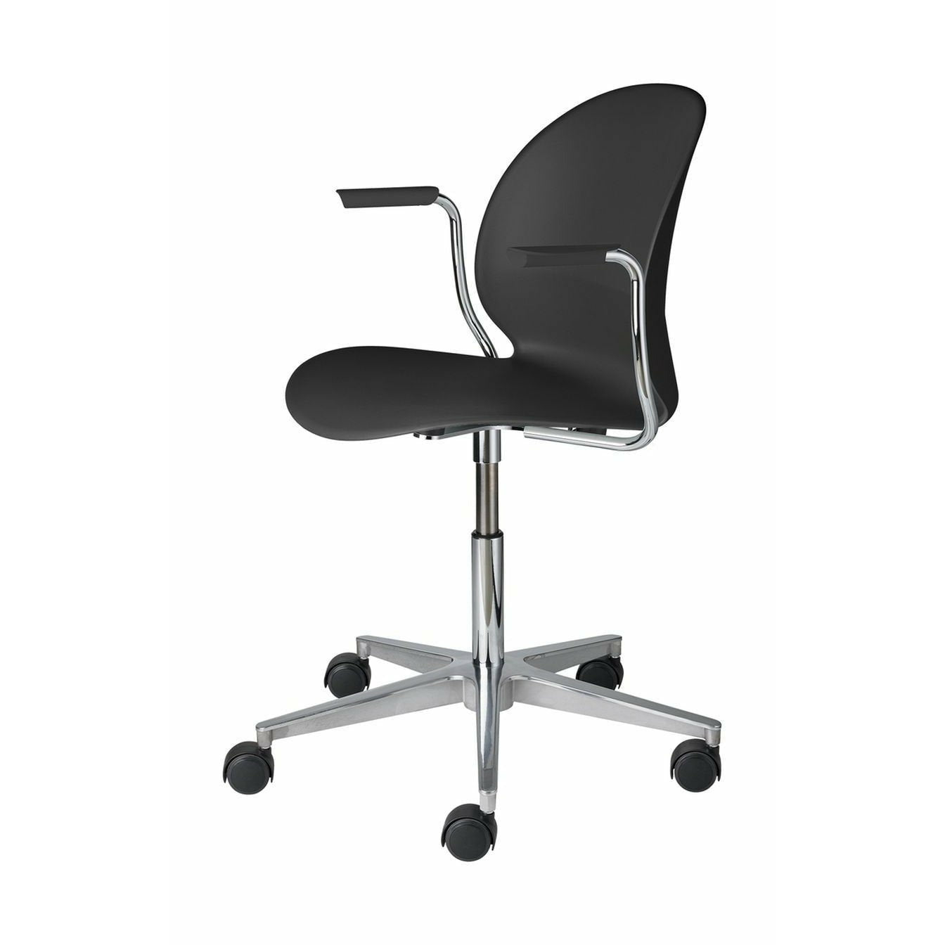 Fritz Hansen N02 återvinna kontorsstol med armstöd, svart/polerad aluminium