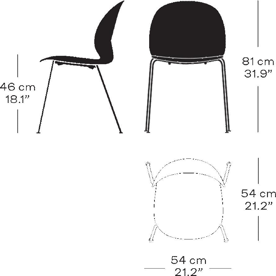 Fritz Hansen N02 Återvinn matsstol, mörkröd/mörkröd