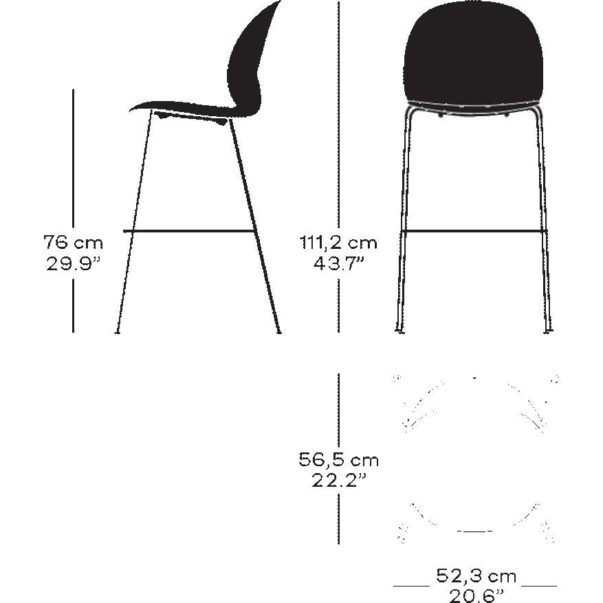 Fritz Hansen N02 Återvinn hög barstol, mörkröd/mörkröd