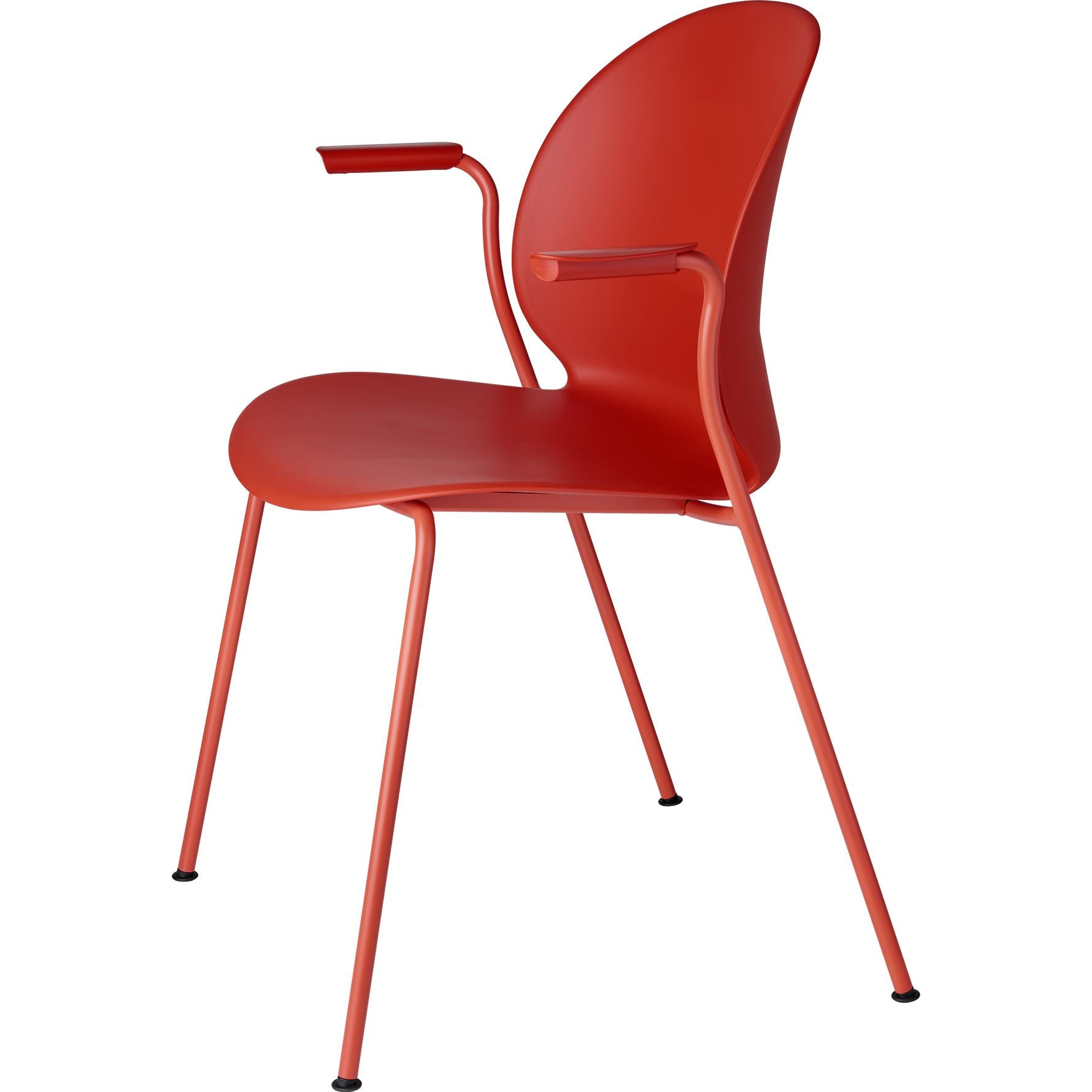 Fritz Hansen N02 återvinna stol med armstöd monokrom 4-benet, röd