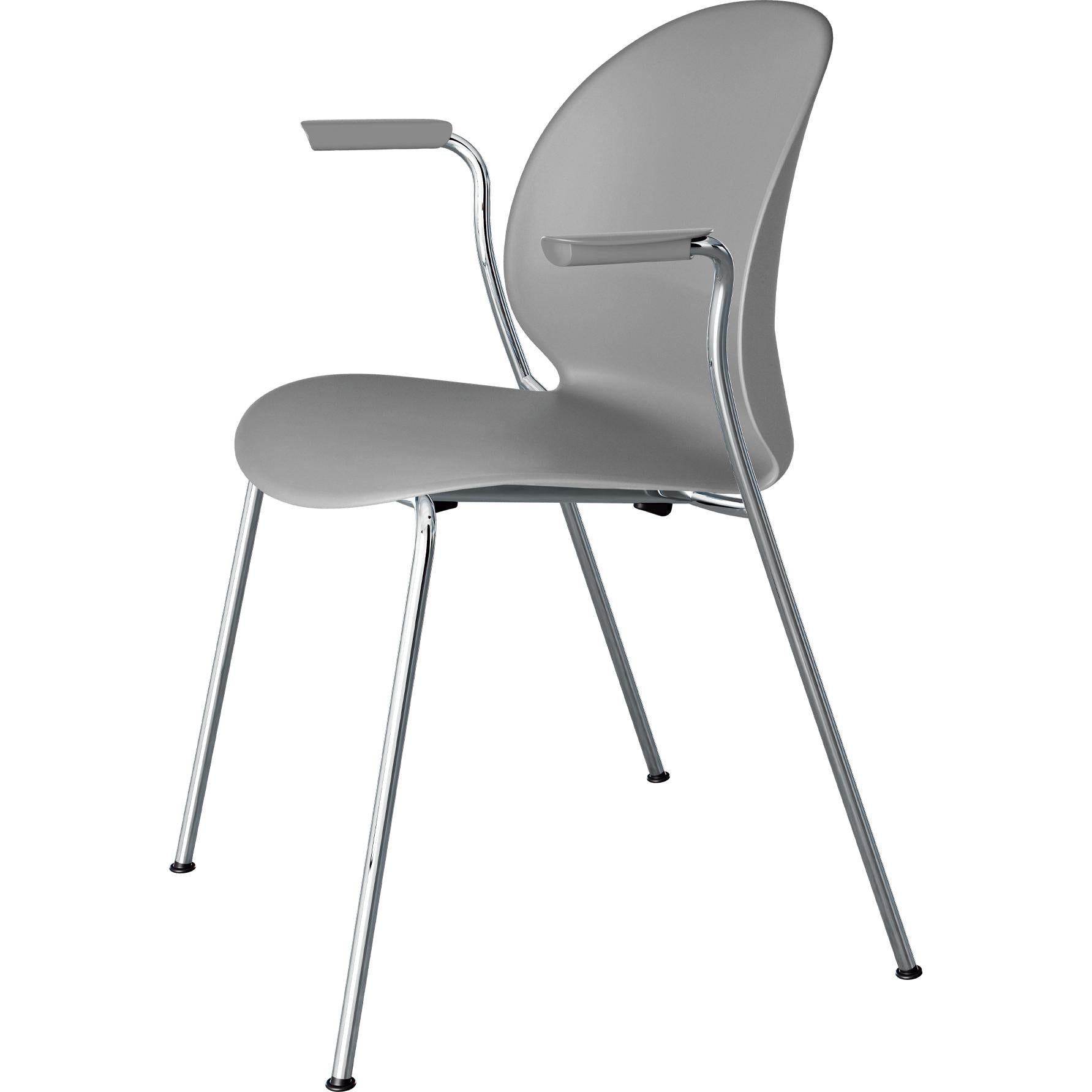 Fritz Hansen N02 återvinn stol med armstödfröat stål 4-ben, grå