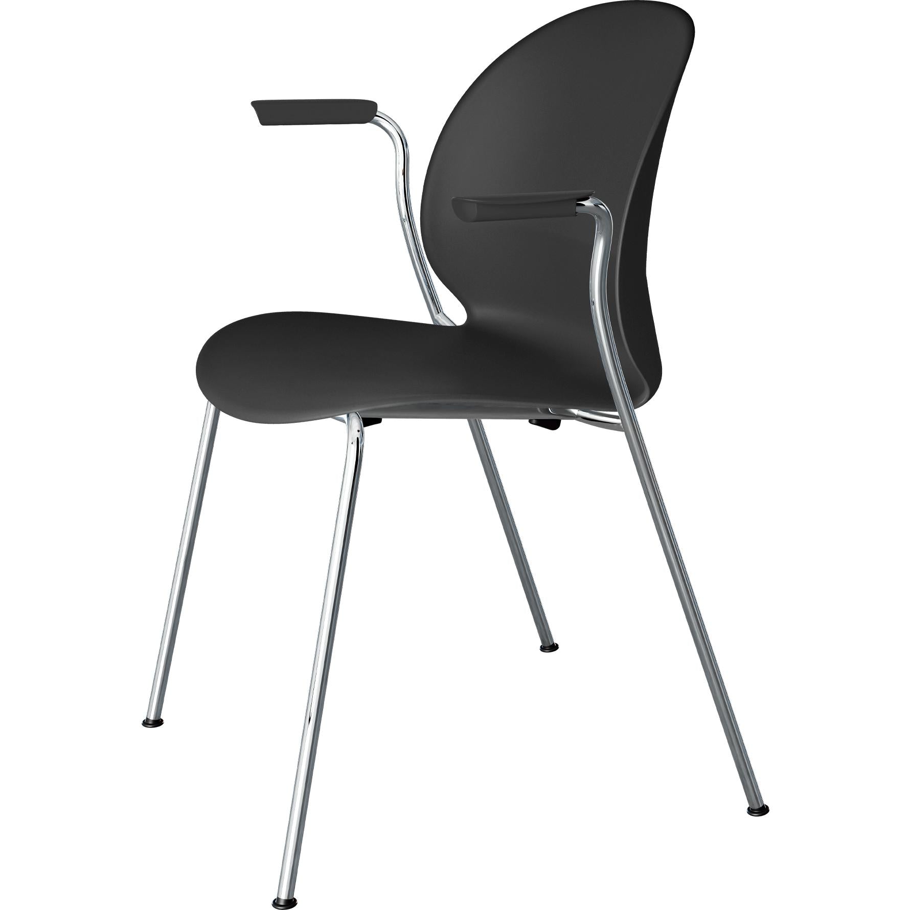 Fritz Hansen N02 återvinna stol med armstöd fristat stål 4-ben, svart