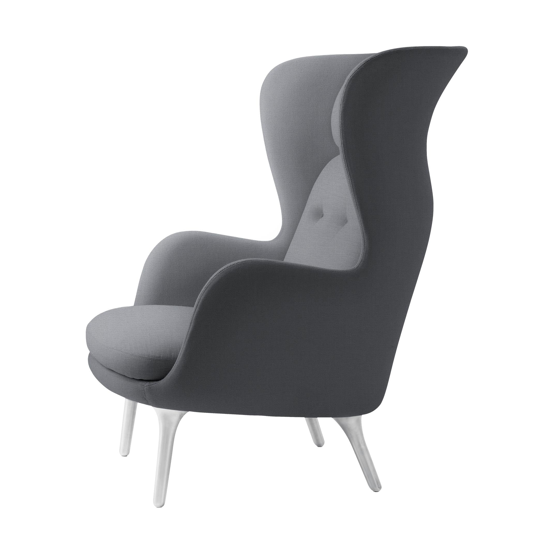 Fritz Hansen Ro Lounge -stol, fast färggrå, aluminium
