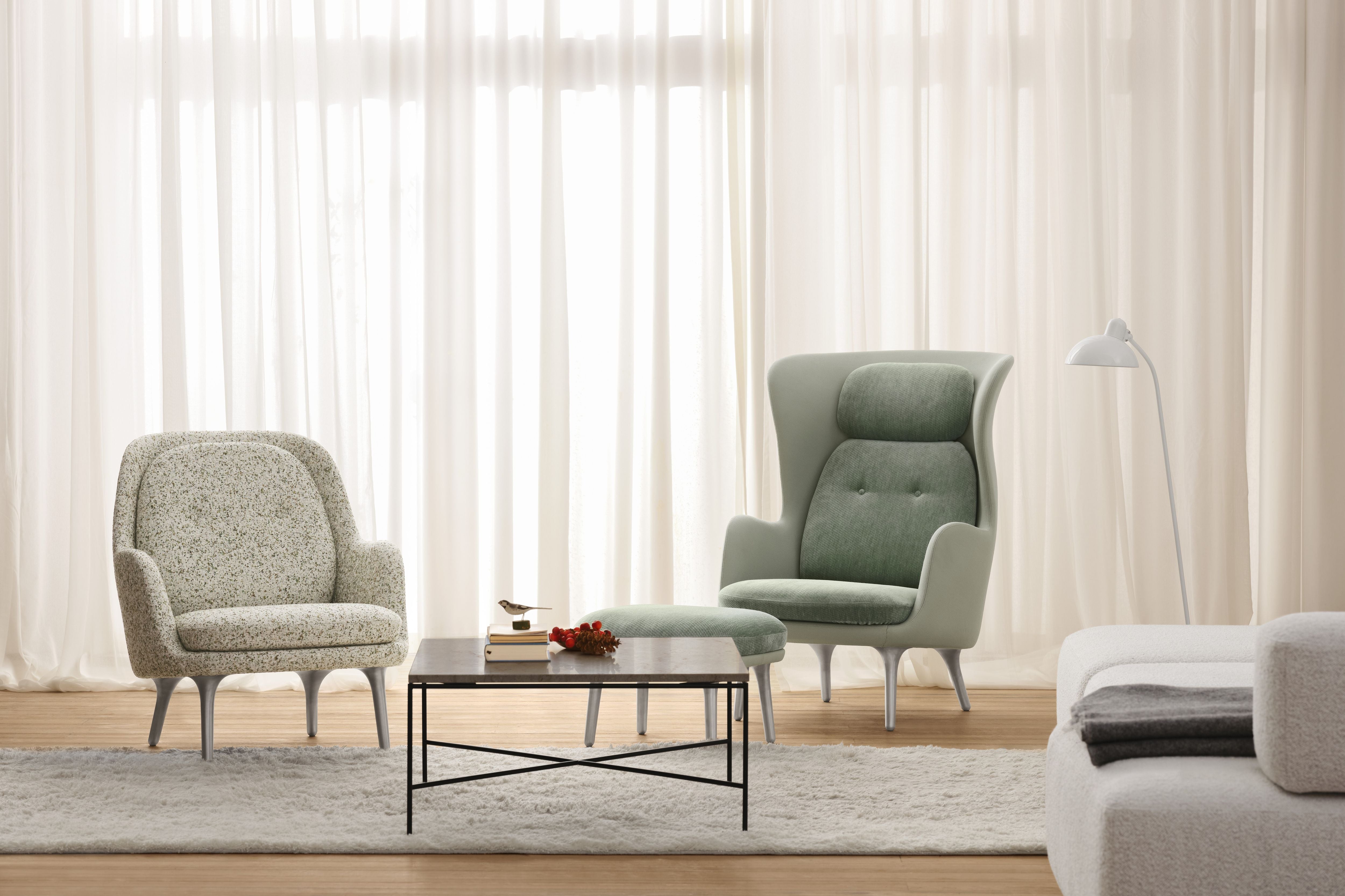 Fritz Hansen Ro Lounge Chair Aluminium, Mint Green
